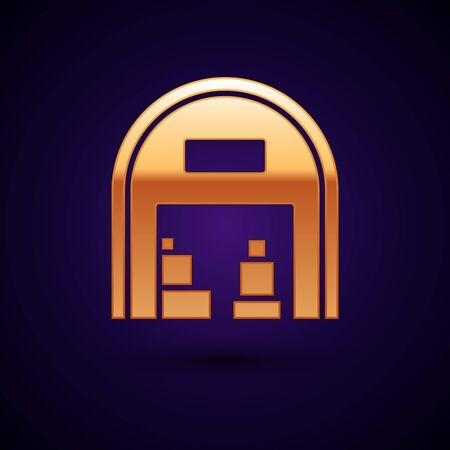 Gold Warehouse icon isolated on dark blue background. Vector Illustrationのイラスト素材