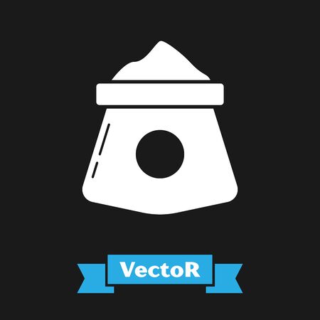 White Bag of flour icon isolated on black background. Vector Illustrationのイラスト素材