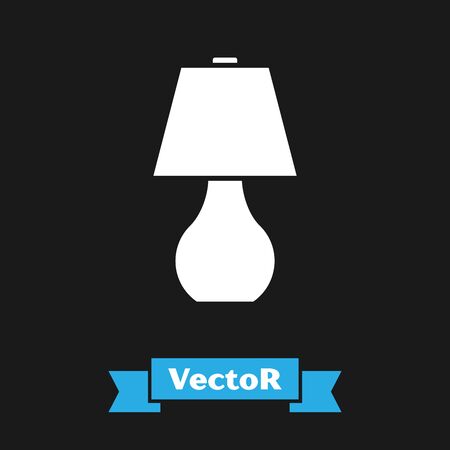 White Table lamp icon isolated on black background. Vector Illustrationのイラスト素材