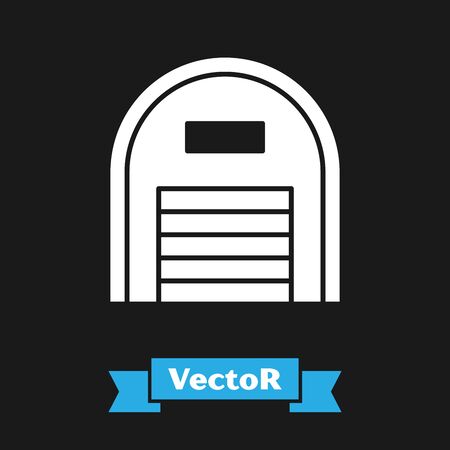 White Warehouse icon isolated on black background. Vector Illustrationのイラスト素材