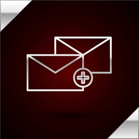Silver line Envelope icon isolated on dark red background. Received message concept. New, email incoming message, sms. Mail delivery service. Vector Illustrationのイラスト素材
