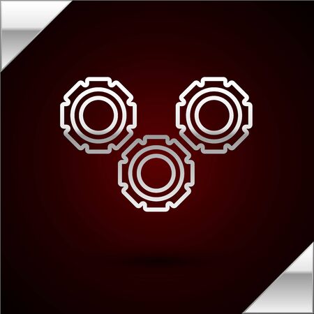 Silver line Gear icon isolated on dark red background. Cogwheel gear settings sign. Cog symbol. Vector Illustrationのイラスト素材