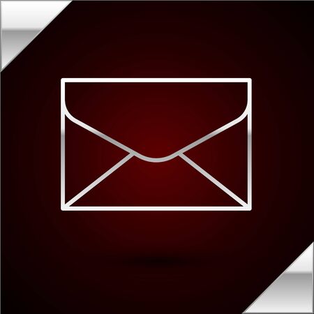 Silver line Envelope icon isolated on dark red background. Email message letter symbol. Vector Illustrationのイラスト素材