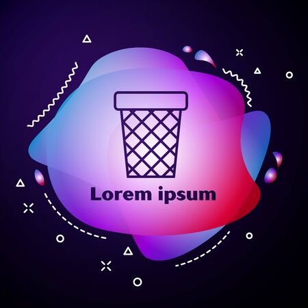 Purple line Trash can icon isolated on dark blue background. Garbage bin sign. Recycle basket icon. Office trash icon. Abstract banner with liquid shapes. Vector Illustrationのイラスト素材