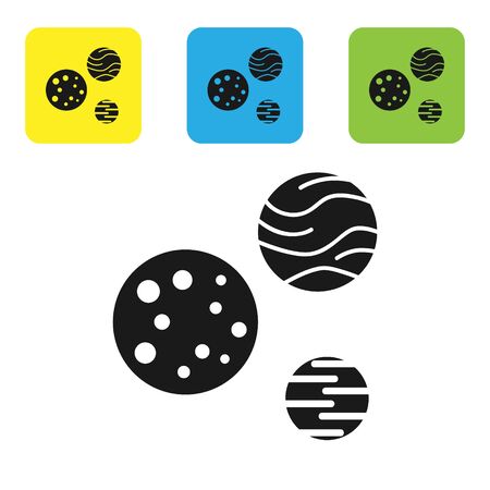 Black Planet icon isolated on white background. Set icons colorful square buttons. Vector Illustrationのイラスト素材