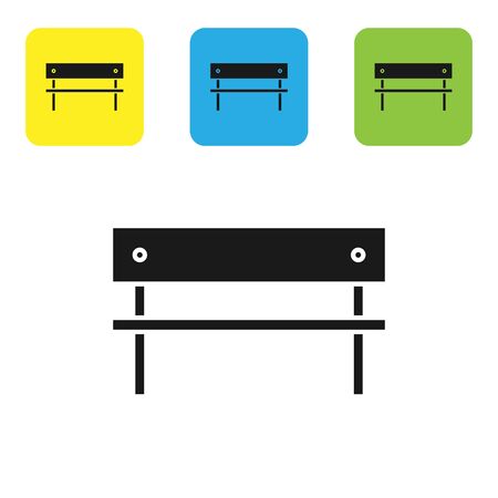 Black Bench icon isolated on white background. Set icons colorful square buttons. Vector Illustrationのイラスト素材
