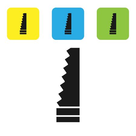 Black Garden saw icon isolated on white background. Set icons colorful square buttons. Vector Illustrationのイラスト素材
