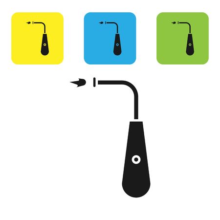 Black Long electric lighter icon isolated on white background. Set icons colorful square buttons. Vector Illustrationのイラスト素材