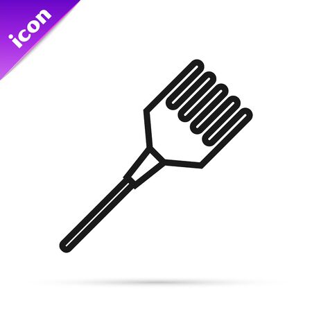 Black line Hairbrush icon isolated on white background. Comb hair sign. Barber symbol. Vector Illustrationのイラスト素材