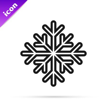 Black line Snowflake icon isolated on white background. Vector Illustrationのイラスト素材