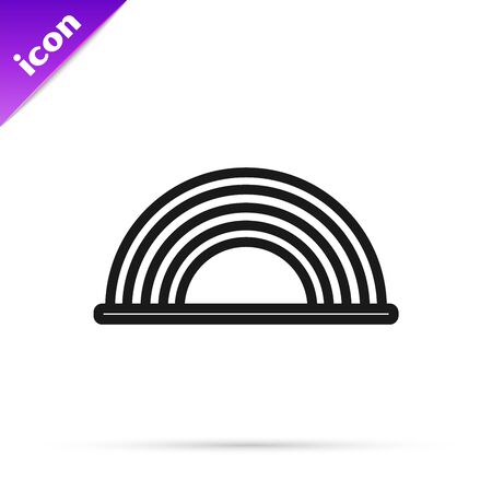 Black line Rainbow with clouds icon isolated on white background. Vector Illustrationのイラスト素材