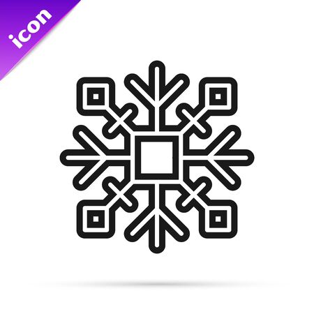 Black line Snowflake icon isolated on white background. Vector Illustrationのイラスト素材