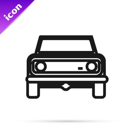 Black line Off road car icon isolated on white background.のイラスト素材