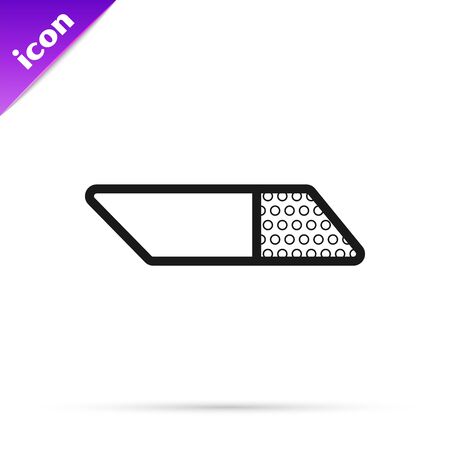 Black line Eraser or rubber icon isolated on white background. Vector Illustrationのイラスト素材