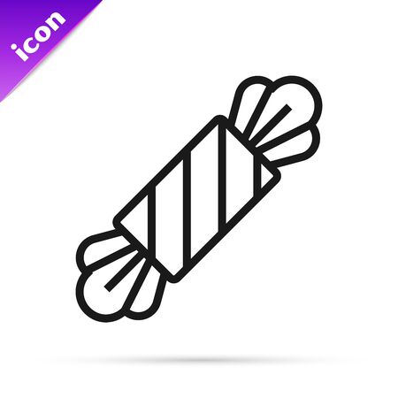 Black line Candy icon isolated on white background. Happy Halloween party. Vector Illustrationのイラスト素材