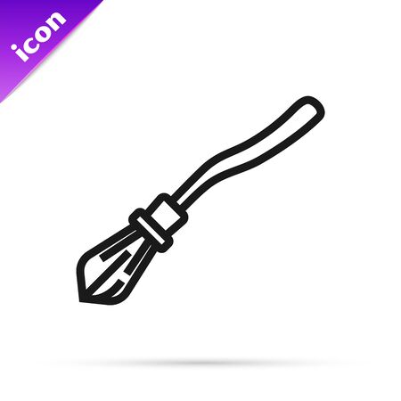 Black line Witches broom icon isolated on white background. Happy Halloween party. Vector Illustrationのイラスト素材