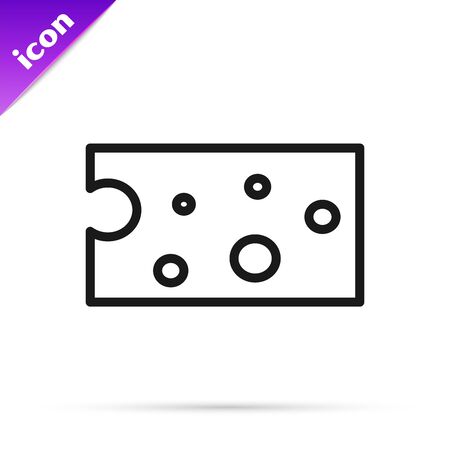 Black line Cheese icon isolated on white background. Vector Illustrationのイラスト素材