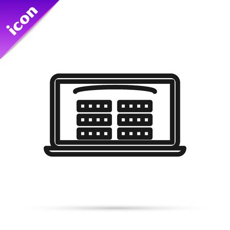 Black line Buy cinema ticket online icon isolated on white background. Service Concept. Vector Illustrationのイラスト素材