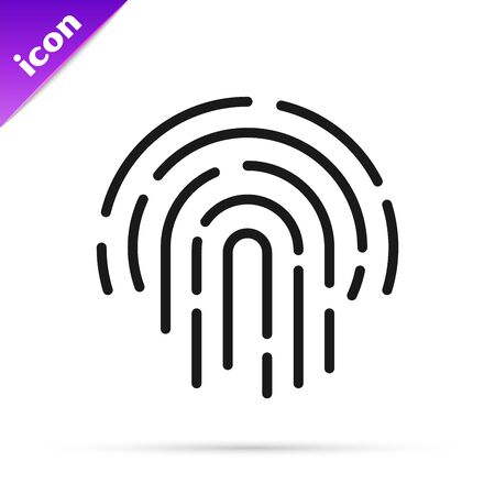 Black line Fingerprint icon isolated on white background. ID app icon. Identification sign. Touch id. Vector Illustrationのイラスト素材