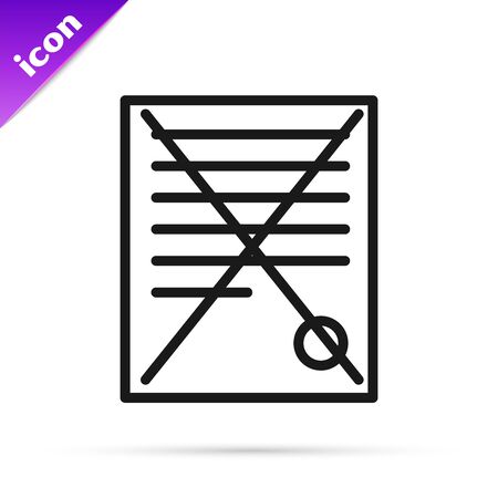 Black line Delete file document icon isolated on white background. Rejected document icon. Cross on paper. Vector Illustrationのイラスト素材