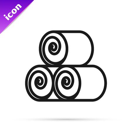 Black line Roll of hay icon isolated on white background. Vector Illustrationのイラスト素材