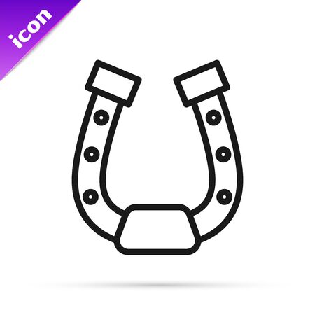 Black line Horseshoe icon isolated on white background. Vector Illustrationのイラスト素材