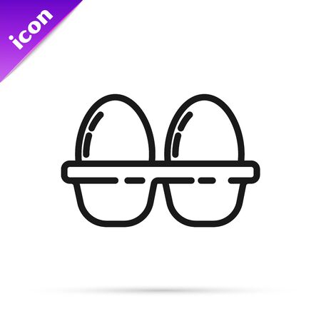 Black line Chicken egg in box icon isolated on white background. Vector Illustrationのイラスト素材