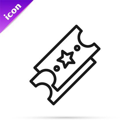 Black line Lottery ticket icon isolated on white background. Bingo, lotto, cash prizes. Financial success, prosperity, victory, winnings luck. Vector Illustrationのイラスト素材