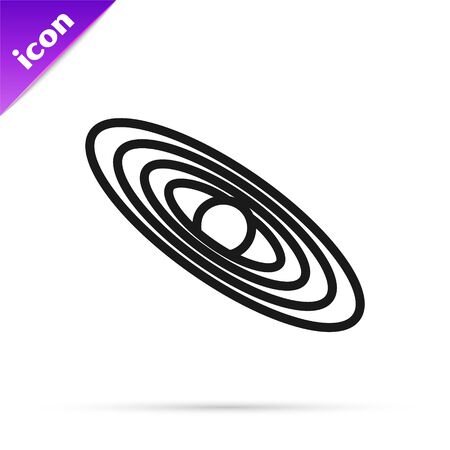 Black line Planet icon isolated on white background. Vector Illustrationのイラスト素材