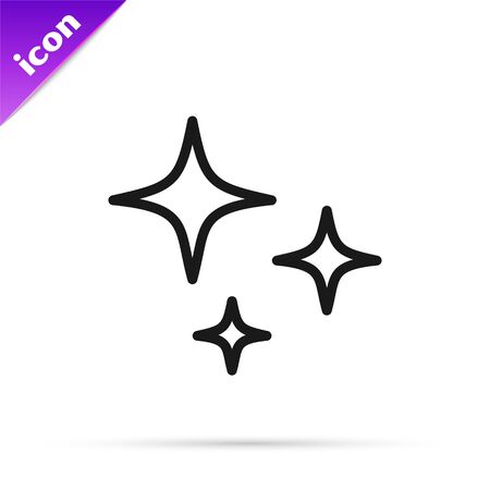 Black line Falling star icon isolated on white background. Shooting star with star trail. Meteoroid, meteorite, comet, asteroid, star icon. Vector Illustrationのイラスト素材