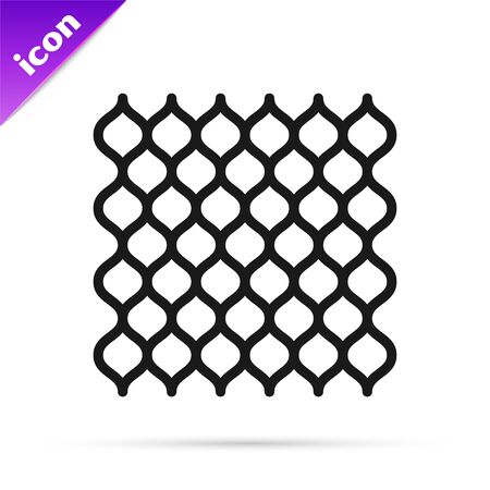 Black line Garden fence wooden icon isolated on white background. Vector Illustrationのイラスト素材