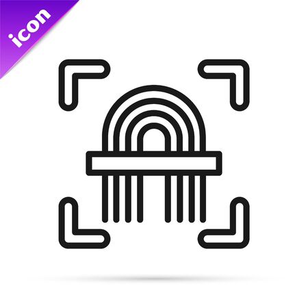 Black line Fingerprint icon isolated on white background. ID app icon. Identification sign. Touch id. Vector Illustrationのイラスト素材