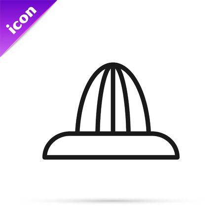 Black line Citrus fruit juicer icon isolated on white background. Vector Illustrationのイラスト素材