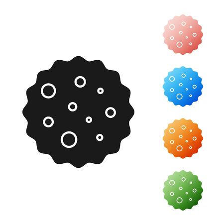 Black Cookie or biscuit with chocolate icon isolated on white background. Set icons colorful. Vector Illustrationのイラスト素材