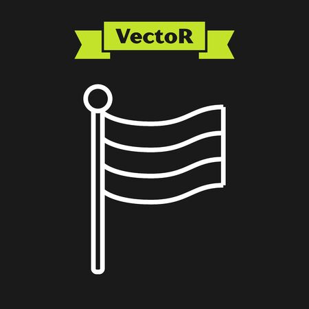 White line National Germany flag icon isolated on black background. Vector Illustrationのイラスト素材