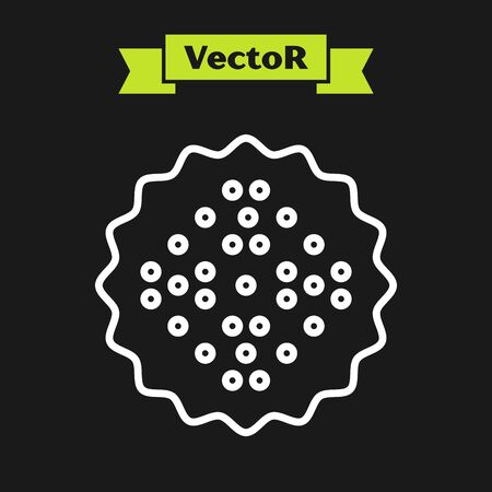 White line Cracker biscuit icon isolated on black background. Sweet cookie. Vector Illustrationのイラスト素材