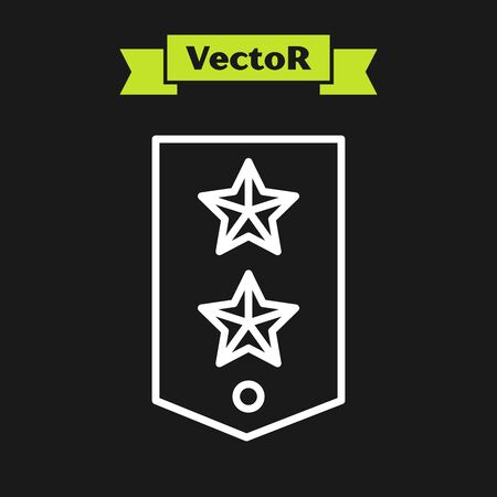 White line Chevron icon isolated on black background. Military badge sign. Vector Illustrationのイラスト素材