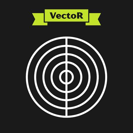 White line Earth structure icon isolated on black background. Geophysics concept with earth core and section layers earth. Vector Illustrationのイラスト素材