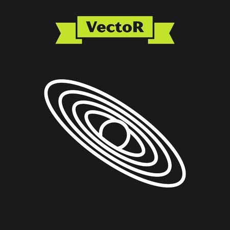 White line Planet icon isolated on black background. Vector Illustrationのイラスト素材