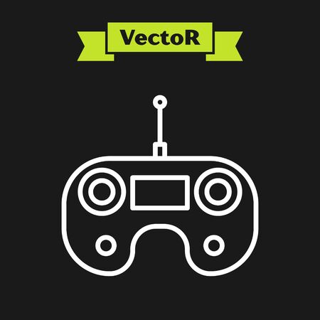 White line Remote control icon isolated on black background. Vector Illustrationのイラスト素材