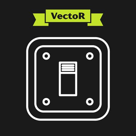 White line Electric light switch icon isolated on black background. On and Off icon. Dimmer light switch sign. Concept of energy saving. Vector Illustrationのイラスト素材