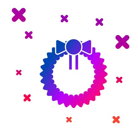 Color Christmas wreath icon isolated on white background. Merry Christmas and Happy New Year. Gradient random dynamic shapes. Vector Illustrationのイラスト素材