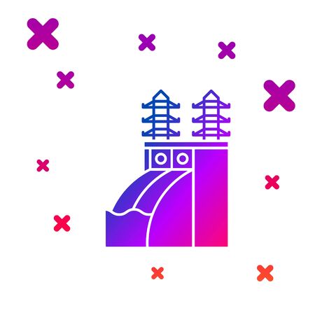 Color Nuclear power plant icon isolated on white background. Energy industrial concept. Gradient random dynamic shapes. Vector Illustrationのイラスト素材