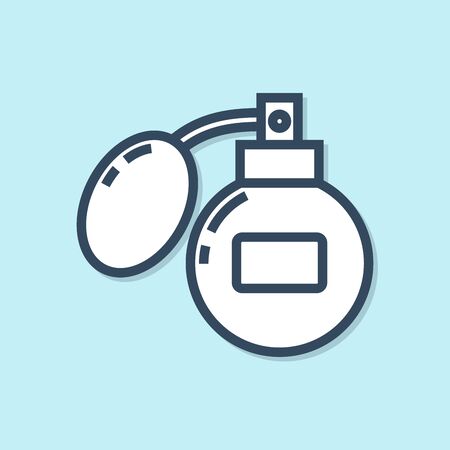 Blue line Aftershave icon isolated on blue background. Cologne spray icon. Male perfume bottle. Vector Illustrationのイラスト素材