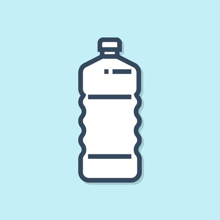 Blue line Plastic bottle icon isolated on blue background. Vector Illustrationのイラスト素材