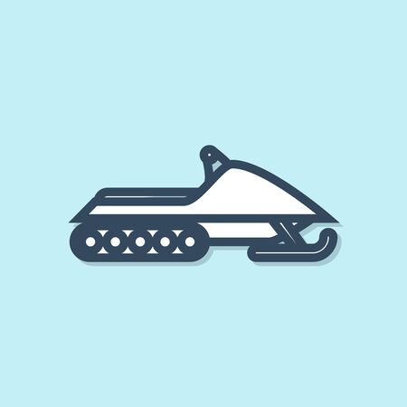 Blue line Snowmobile icon isolated on blue background. Snowmobiling sign. Extreme sport. Vector Illustrationのイラスト素材