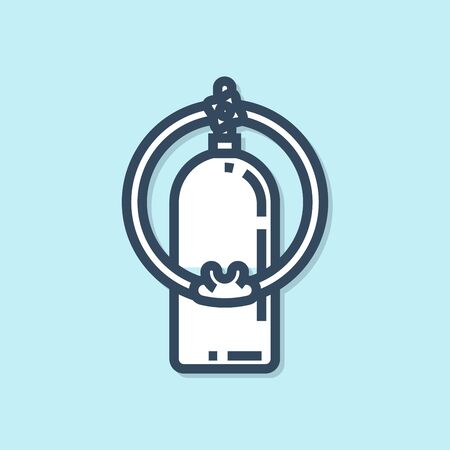 Blue line Aqualung icon isolated on blue background. Oxygen tank for diver. Diving equipment. Extreme sport. Sport equipment. Vector Illustrationのイラスト素材