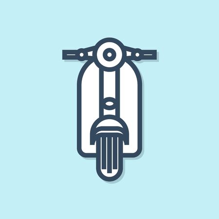 Blue line Scooter icon isolated on blue background. Vector Illustrationのイラスト素材