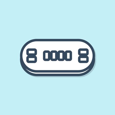 Blue line Poker table icon isolated on blue background. Vector Illustrationのイラスト素材