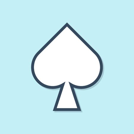 Blue line Playing card with spades symbol icon isolated on blue background. Casino gambling. Vector Illustrationのイラスト素材